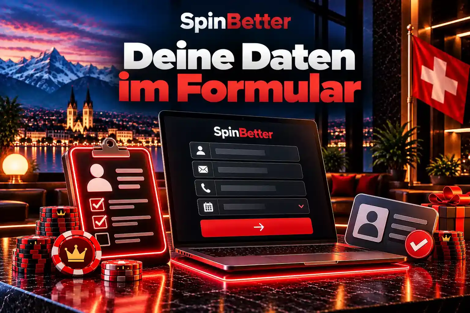 Laptop mit Anmeldeformular: Felder für Name, E-Mail, Telefonnummer und Geburtsdatum